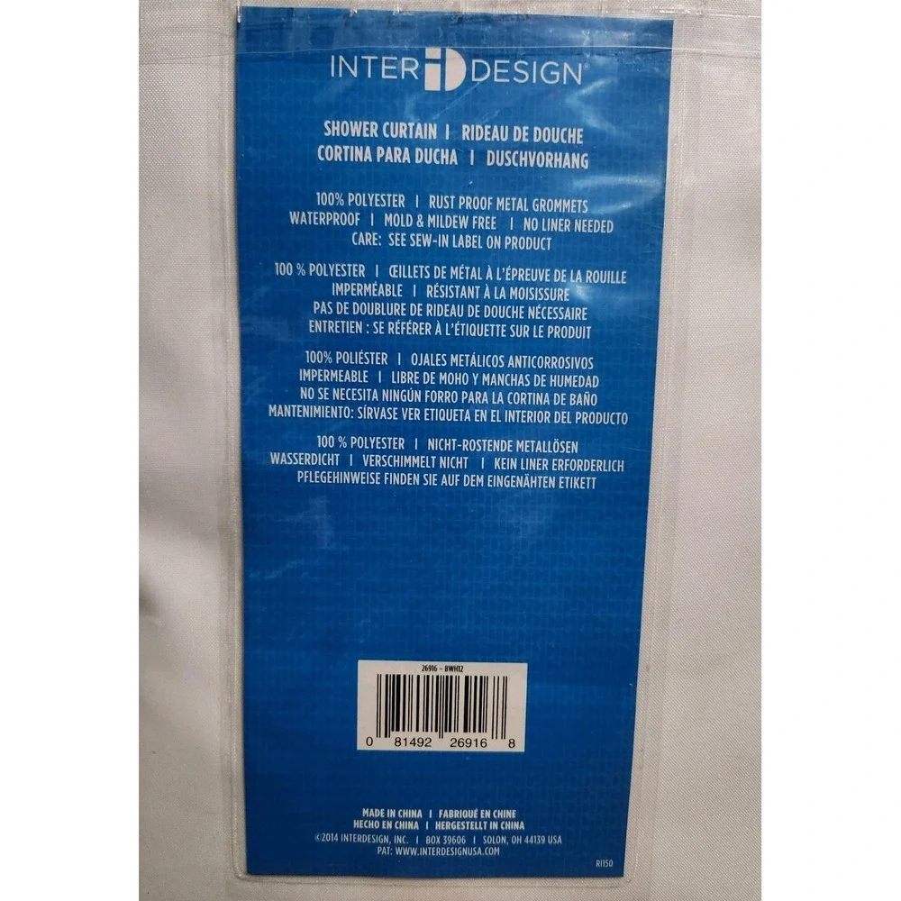 InterDesign 72in X 72in Shower Curtain Water‎ Proof Fabric